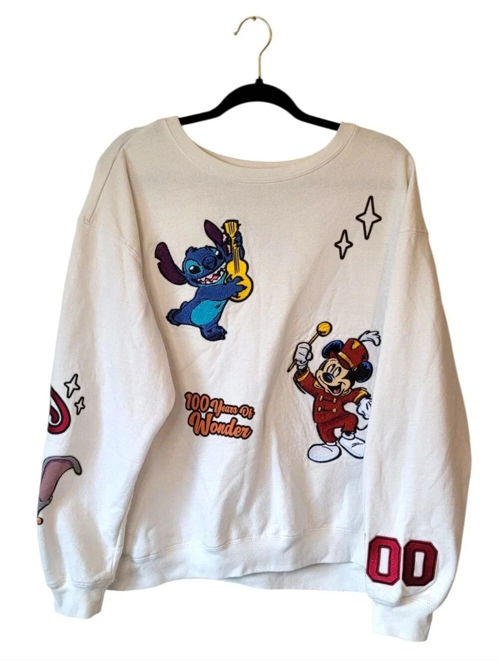 Disney 100th Anniversary White Embroiderd Graphic Sweatshirt Size 3XL